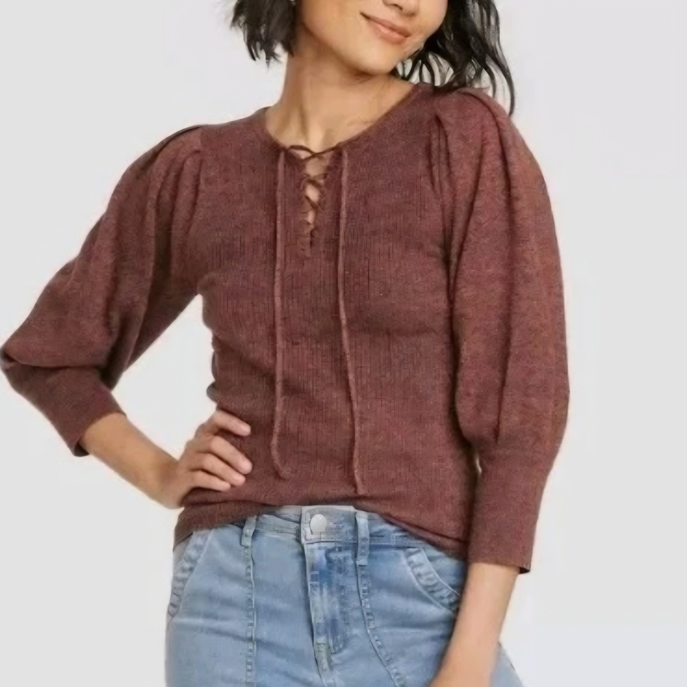 Knox Rose Maroon Knit Blouse
